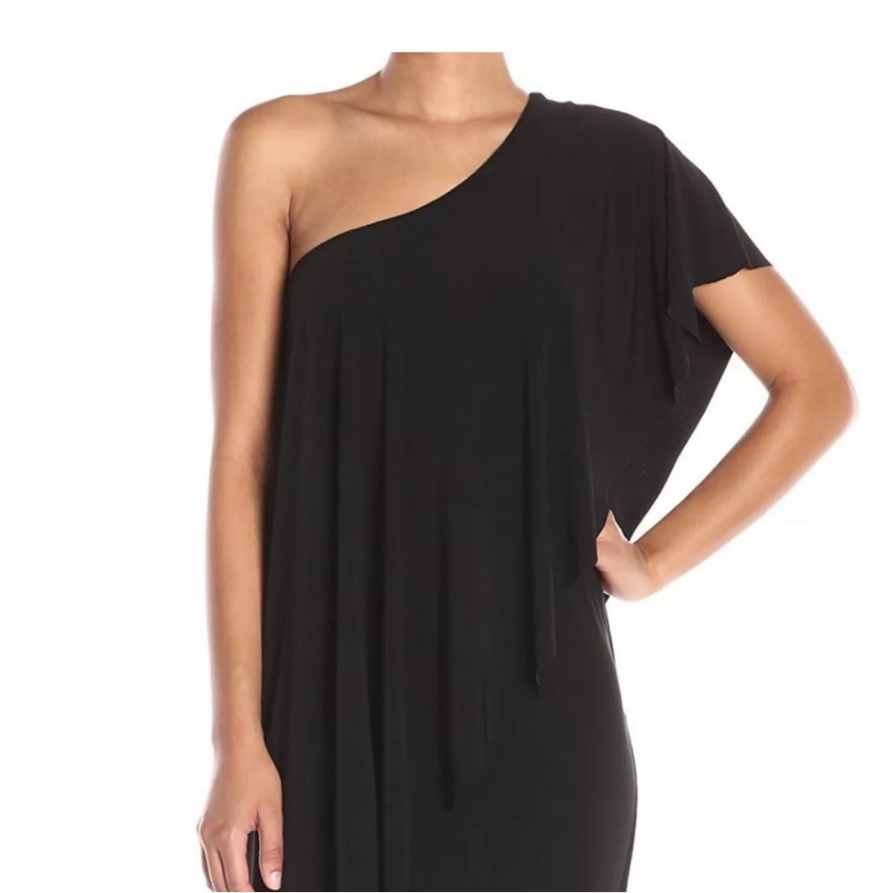 Norma Kamali Circle One Shoulder Draped Dress in Black SZ S EUC